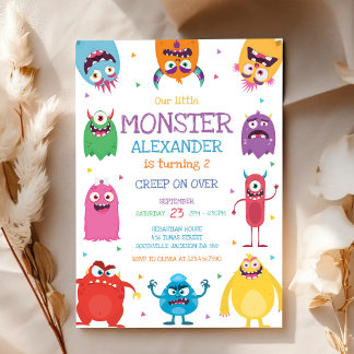 Monster Boy Geburtstagseinladung Einladung