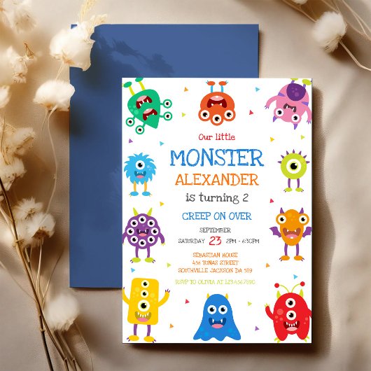 Monster Boy Geburtstagseinladung Einladung