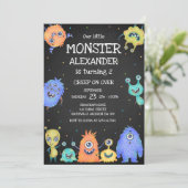 Monster Boy Geburtstagseinladung Einladung (Stehend Vorderseite)