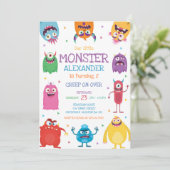 Monster Boy Geburtstagseinladung Einladung (Stehend Vorderseite)