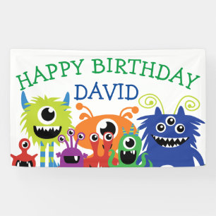 Monster Boy Geburtstagsparty Kleine Monster Banner