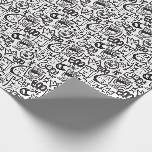 Monster Boys: Handgezeichnetes Muster Geschenkpapier (Ecke)