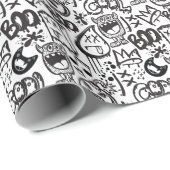 Monster Boys: Handgezeichnetes Muster Geschenkpapier (Rolleneckpunkt)