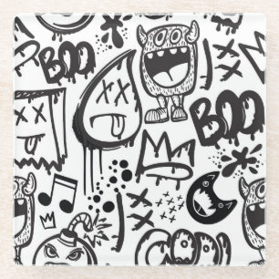 Monster Boys: Handgezeichnetes Muster Glasuntersetzer