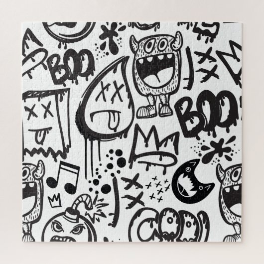 Monster Boys: Handgezeichnetes Muster Puzzle (Vertikal)