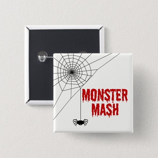 Monster-Brei-Halloween-Spinnen-Netz Button (Vorne & Hinten)