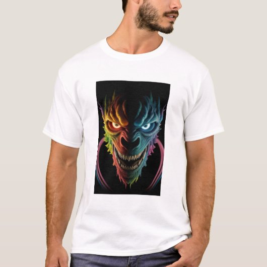 Monster bunt glitch Horror beängstigender T - Shir T-Shirt (Vorderseite)