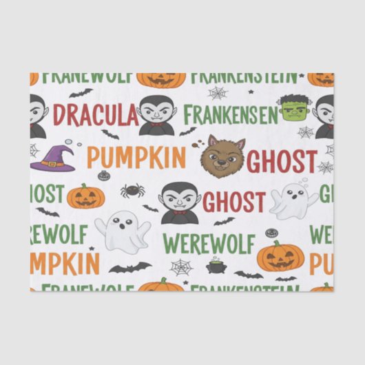 Monster Candy Parade zu Halloween Seidenpapier (Vorderseite)