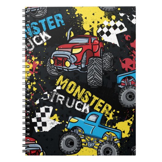 Monster Car: Abstraktes kindisch Muster Notizblock (Vorderseite)