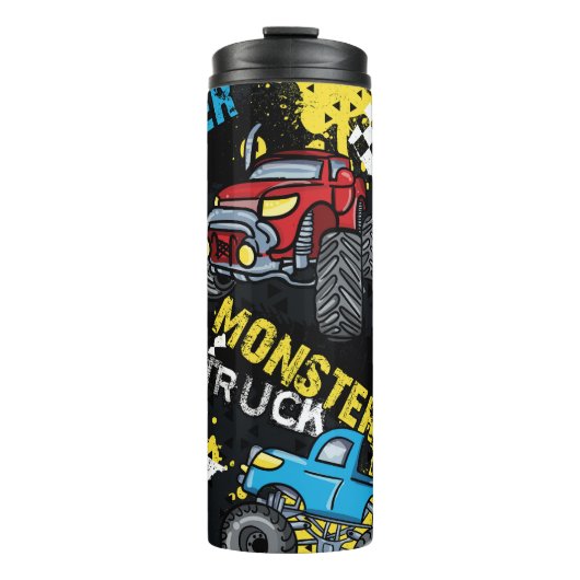 Monster Car: Abstraktes kindisch Muster Thermosbecher (Vorderseite)