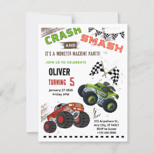 Monster Car Truck Kind Geburtstagspartei Postkarte
