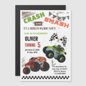 Monster Car Truck Kindergeburtstag Magnetkarte Magneteinladung (Vorne/Hinten)