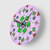 monster cartoon cutees runde wanduhr (Winkel)