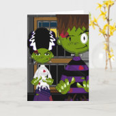 Monster Cartoon-Halloweens Frankensteins Karte (Gelbe Blume)