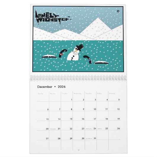 Monster-Cartoon-Kalender (zwei Seiten) Kalender (Dez 2026)