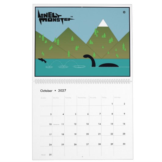 Monster-Cartoon-Kalender (zwei Seiten) Kalender (Okt 2027)