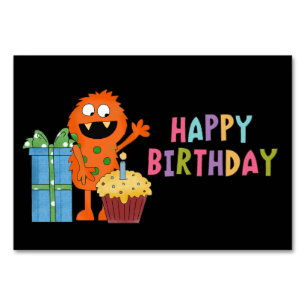 Monster-Cartoon-Tischkarte zum Geburtstag Tischnummer