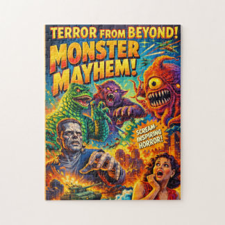 Monster-Chaos Retro Vintage Horror Puzzle