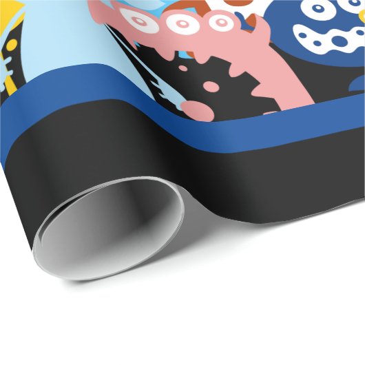 Monster Collage Wrapping Paper Geschenkpapier (Rolleneckpunkt)