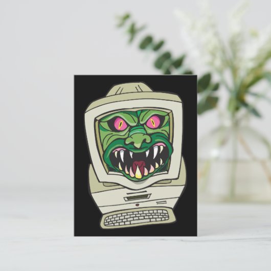 Monster Computer Postkarte (Stehend Vorderseite)
