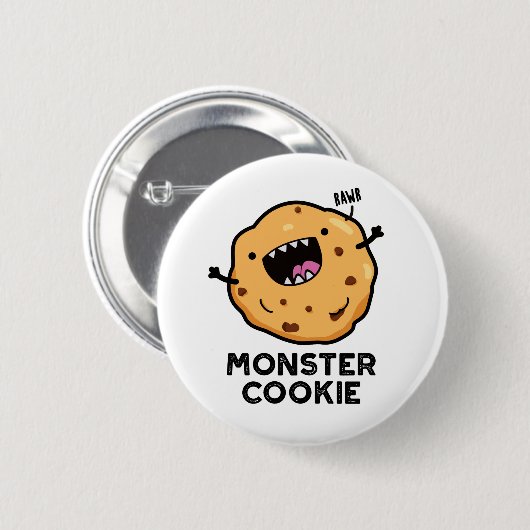 Monster Cookie Funny Food Puff Button (Vorne & Hinten)