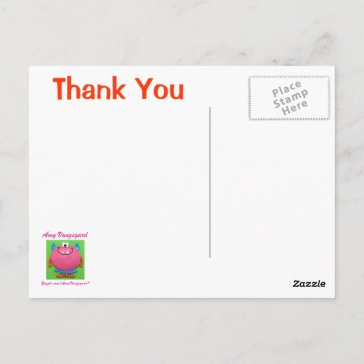 Monster Danke Postkarte (Rückseite)