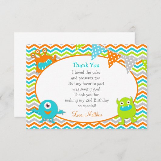 Monster danken Ihnen Mitteilungskarten (Vorne/Hinten)