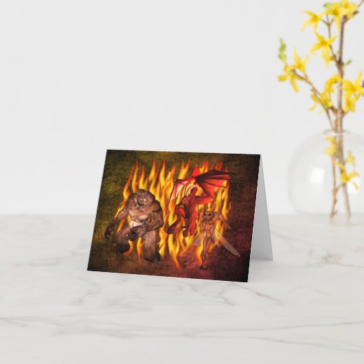 Monster Demon Gremlin Halloween Note Card Karte (Gelbe Blume)
