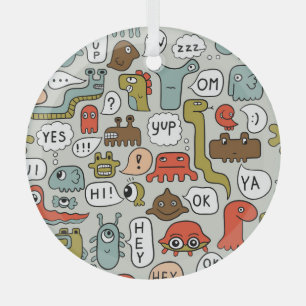 Monster des niedlichen Cartoon: Nahtloser Hintergr Ornament Aus Glas