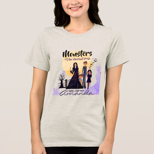 Monster des Spuk Hauses Tri-Blend Shirt (Vorderseite)