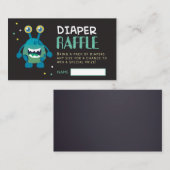 Monster Diaper Raffle Ticket (Junge) Begleitkarte (Vorne/Hinten)