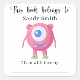 Monster - Dieses Buch gehört mit der Botschaft Quadratischer Aufkleber