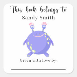 Monster - Dieses Buch gehört mit der Botschaft Quadratischer Aufkleber