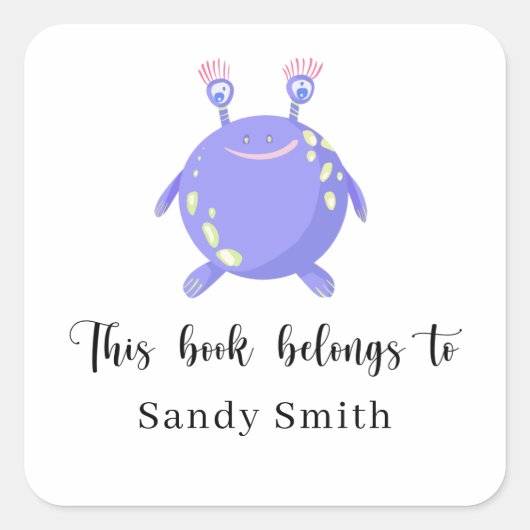 Monster - Dieses Buch gehört Quadratischer Aufkleber (Vorderseite)