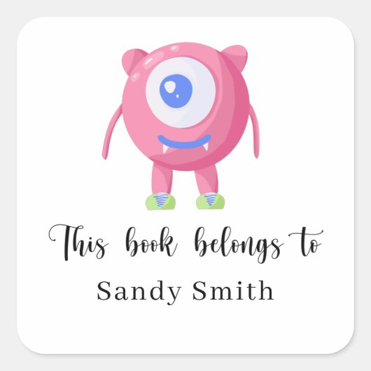 Monster - Dieses Buch gehört Quadratischer Aufkleber (Vorderseite)