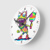 Monster Dink Madness Pickleball Runde Wanduhr (Winkel)