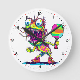 Monster Dink Madness Pickleball Runde Wanduhr