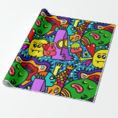 Monster Doodle Muster Geschenkpapier (Ungerollt)