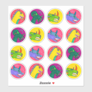 "Monster-Drachen-Gesichter"-Stickerbogen Aufkleber