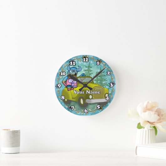 Monster Driving Car Runde Wanduhr (Zuhause)