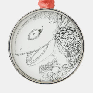 Monster-Echsen-Cartoon Silbernes Ornament