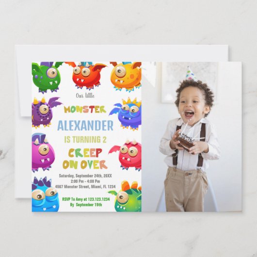 Monster Einladungen zum Geburtstag, Fliegenmonster (Vorderseite)
