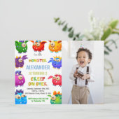 Monster Einladungen zum Geburtstag, Fliegenmonster (Stehend Vorderseite)