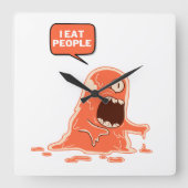 Monster essen Leute Quadratische Wanduhr (Vorderseite)