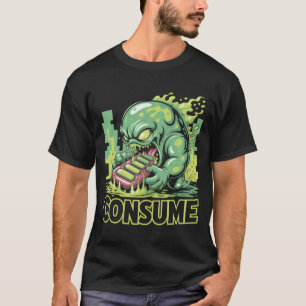 Monster essen Telefon witzig Sozialkommenta T-Shirt
