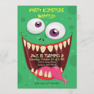 Monster Face Party Monster Wollte Geburtstagsparty Einladung