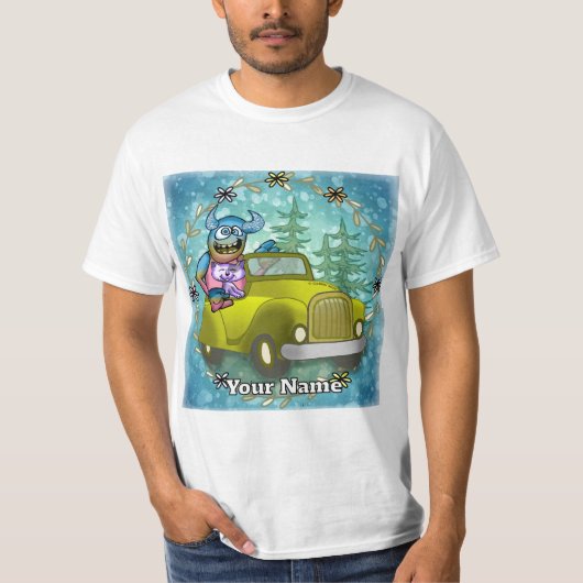 Monster fährt Auto T-Shirt (Vorderseite)