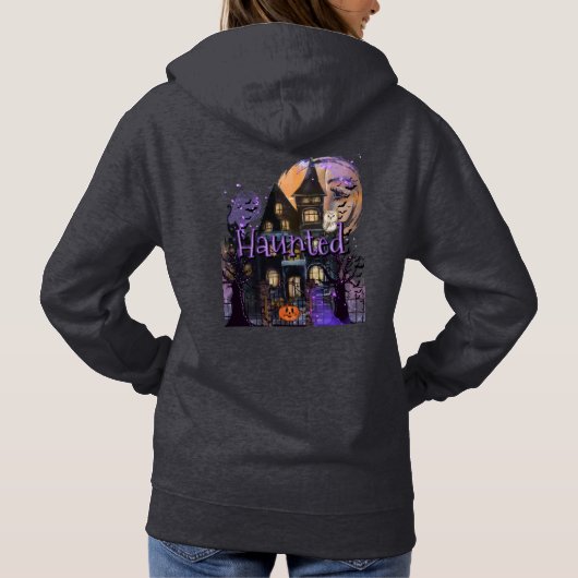 Monster-Familie im Spuk Haus vor und zurück Hoodie (Rückseite)