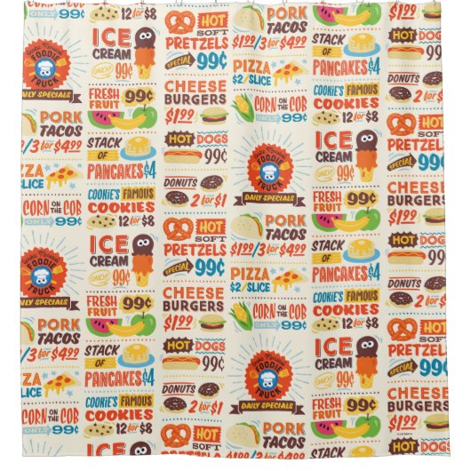 Monster Feinschmecker Muster Duschvorhang (Vorderseite)