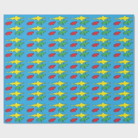 Monster Fish Wrapping Paper Geschenkpapier (Flach)